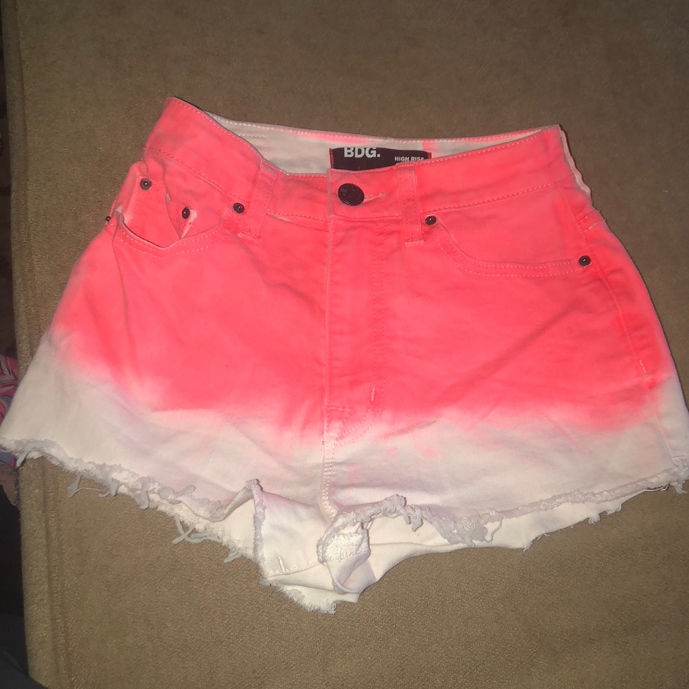 BDG. High waisted ombré shorts, pink and white